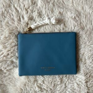 Dolce & Gabbana - Light Blue Leather Zip Pull Make Up Pouch with Tassel